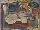 Zátišie s gitarou a ovocím