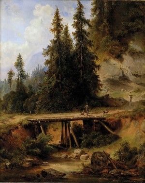 Horský potok s mostom