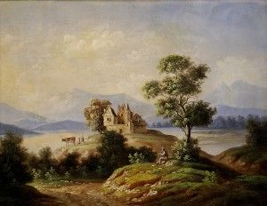 Romantická krajina so stromom