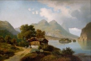 Alpské jazero s ostrovčekom