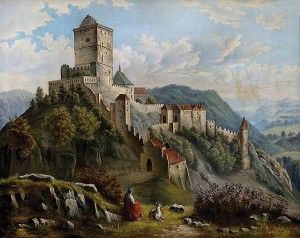 Pastierka kôz pod romantickým hradom