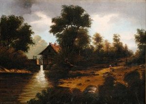 Romantická krajina s mlynom