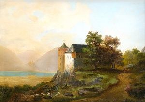 Romantická krajina s hradom