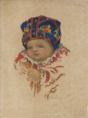 Náčrtok bábätka v čepčeku z Bošáce