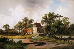 Romantická krajina s mlynom