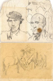 Dve kresby (Portrétne štúdie, Trh)