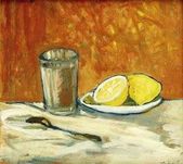 Zátišie s pohárom a citrónmi
