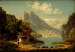 Alpská krajina s jazerom