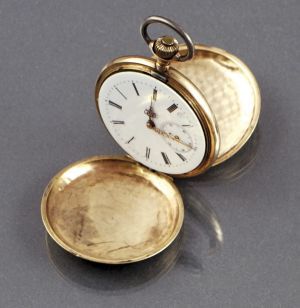 Pánske zlaté trojplášťové vreckové hodinky