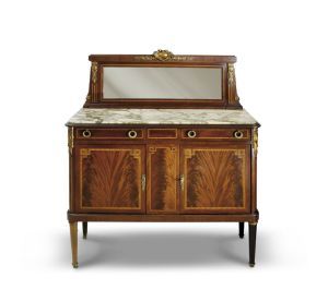 Rohová skrinka s mramorovou platňou