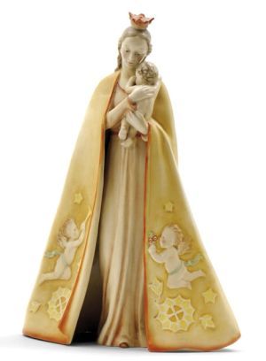 Stojaca madona s dieťaťom v modrom plášti