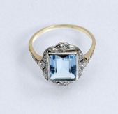 Prsteň s akvamarínom Art Déco