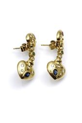 Dámske zlaté visiace náušnice s príveskom v tvare srdca
