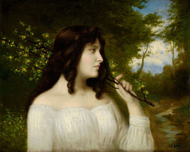 Dievča s rozkvitnutou vetvičkou