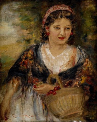 Žena s košíkom čerešní