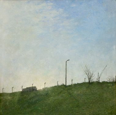 Krajina s modrou oblohou