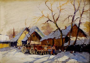 V zime s kravským povozom