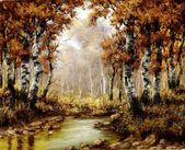 Brezový les s jazierkom
