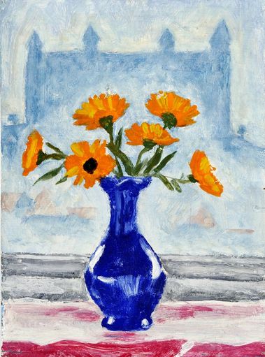 Zátišie s kyticou a Bratislavským hradom