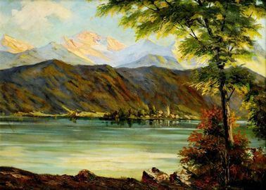 Horská krajina s jazerom