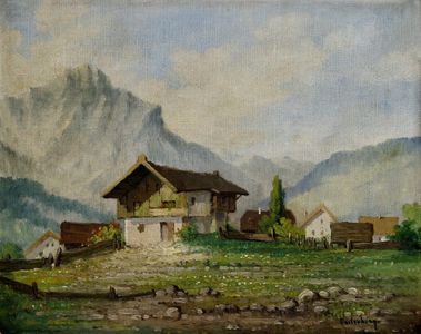 Horská krajina s domami