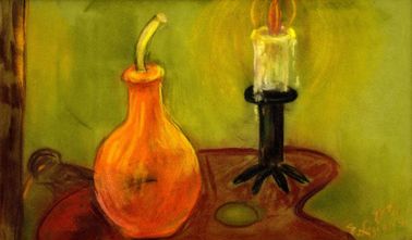 Zátišie so sviečkou a vázou