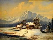 Alpská usadlosť v zime