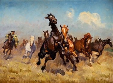 Cválajúce kone na puste