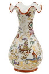 Porcelánová váza s orientálnym dekórom a zvlneným okrajom