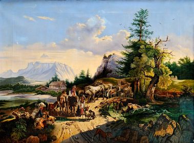 Alpská krajina s figurálnou stafážou