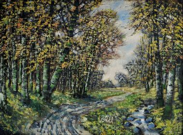 Jesenný les s cestičkou