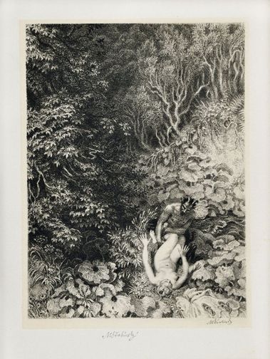 Satyr a Nymfa v lese
