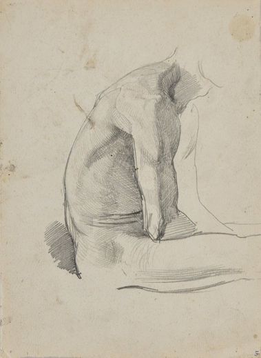 Fúzatý muž z profile - Skica sediaceho odsúdeného