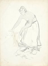 Pred kúpeľom (podľa rovnomennej kresby ceruzou z roku 1943)