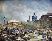 Trhovisko vo Viedni s pohľadom na Karls Kirche