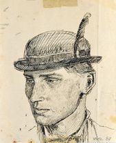 Muž s perom v klobúku