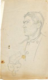 Štúdia muža vo vojenskom kabáte -  Fajčiar