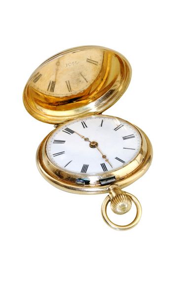 Dámske trojplášťové zlaté vreckové hodinky Remontoir