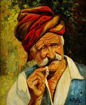 Muž v turbane s cigaretou