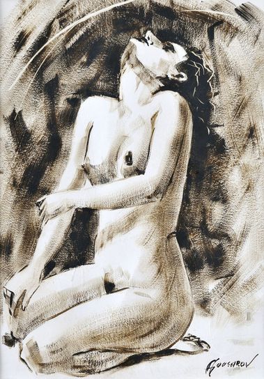 Akt ženy so zaklonenou hlavou