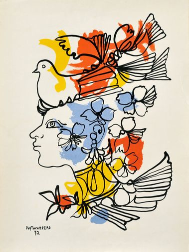 Žena s vtáčikom - Flóra