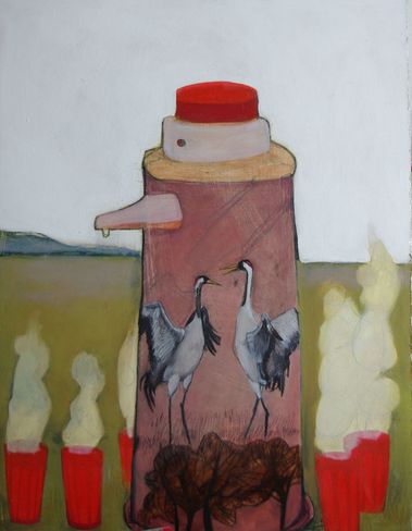 Termosku so žeriavmi, z cyklu Júl-mesiac malého banálneho obrazu