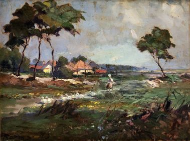 Pastierka husí za dedinou