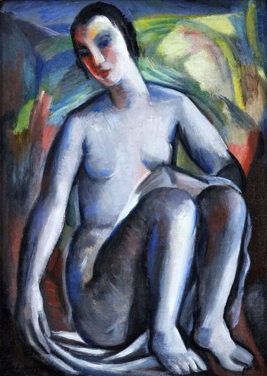 Ženský akt s bielym závojom