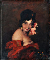 Dáma s pivóniou vo vlasoch