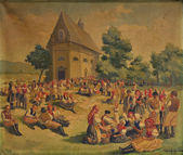 Pred kostolom na moravskom Slovácku