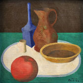 Zátišie s modrou fľašou