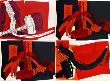 Kladivo a kosák (portfólio 4 sieťotlačí)