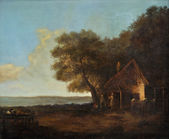 Večerná krajina so statkom