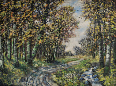 Jesenný les s cestičkou